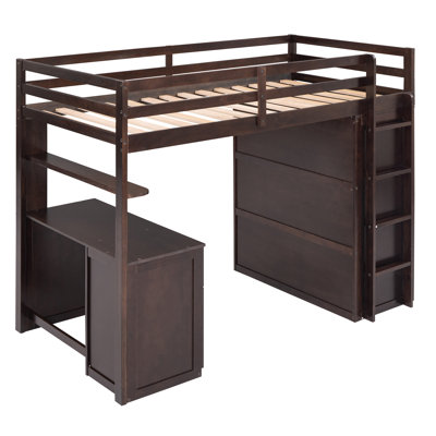 Lit mezzanine avec tiroirs, bureau et garde-robe