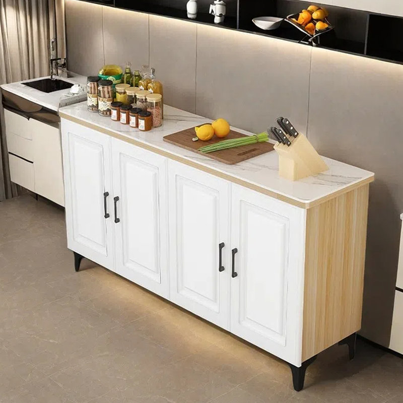 Modern Kitchen Island with Ample Storage and Sleek Design, Textured White