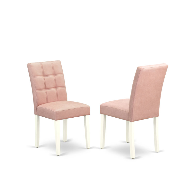 Ensemble de 2 chaises Amelius Parsons Modern, Blanc, Similicuir beige / rouge