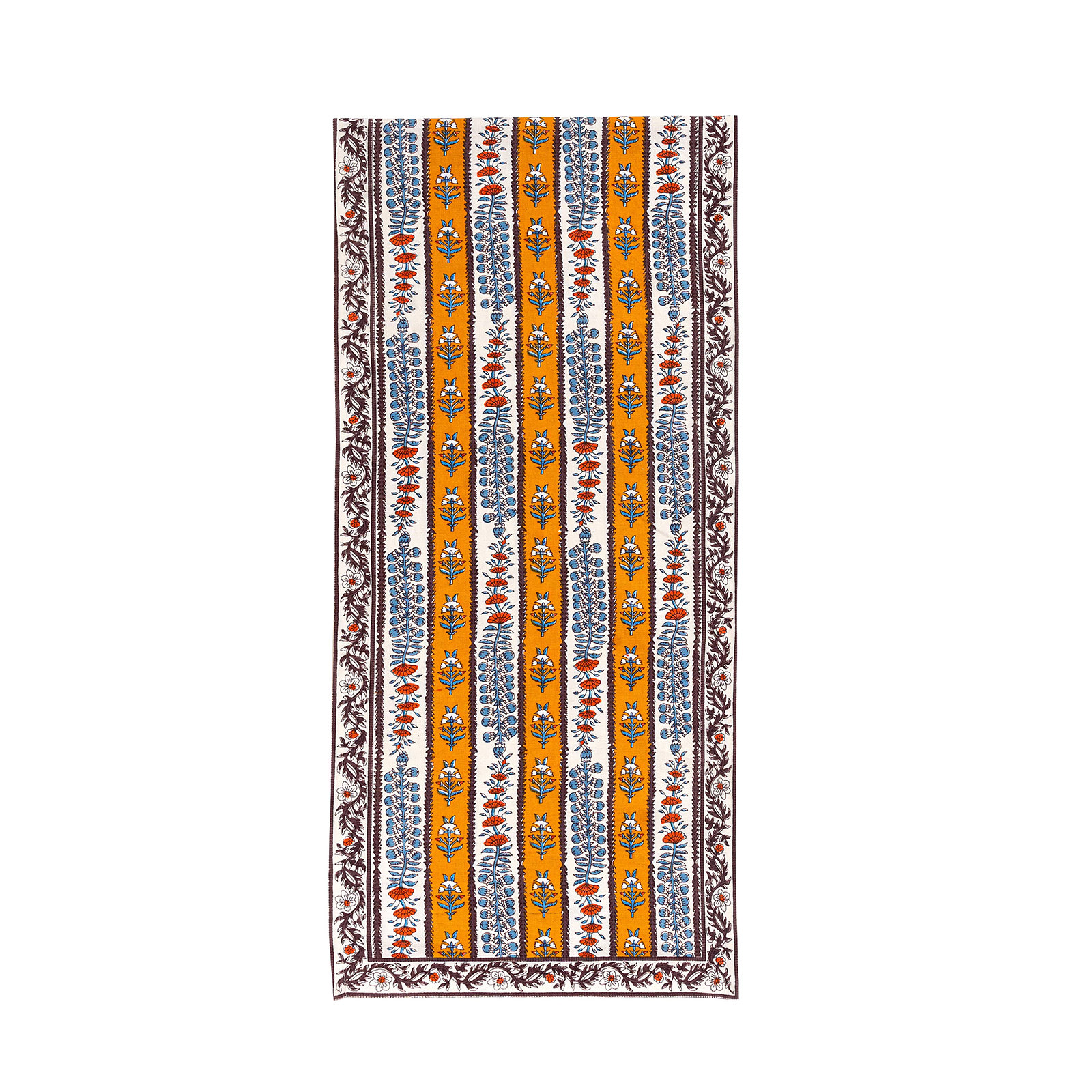Charlemont Floral Table Runnner, Dijon/Blue, 90" x 16"