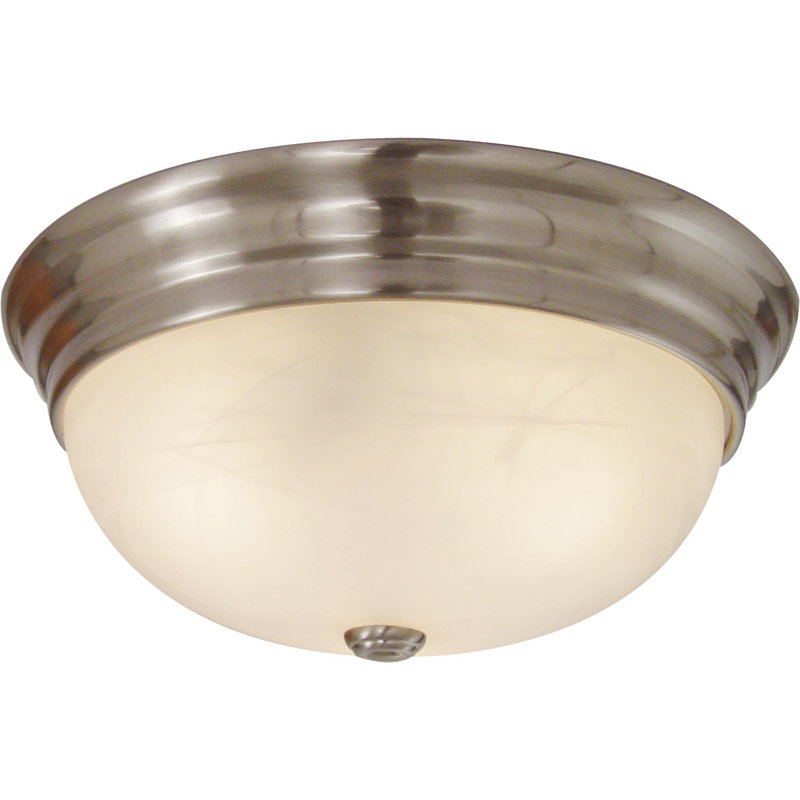 3-Light Indoor 15"W Brushed Nickel Simple Round Flush Mount with White Alabaster Glass Bowl Shade, Brushed Nickel