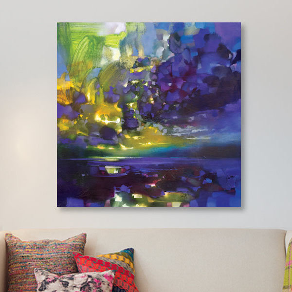 «Purple Mouvement», reproduction sur toile, H 12 po x l 12 po x P 1,5 po, Pas de tapis, Toile tendue