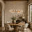 Corbel 6-Light  Dimmable Modern Chandelier with Ceramic Flower Art Linear, for Dining Room
