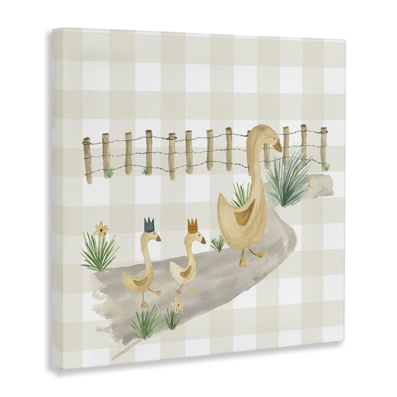 «Duck Family Strolling Canvas» par Lucille Price, H 36 po x l 36 po
