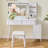 Makeup Vanity Desk with LED Lights & Mirror, 4 Drawer Dressing Table Set with Stool-839611987