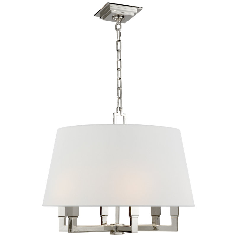 Chapman & Myers Square Tube Hanging Shade, Polished Nickel, Fabric