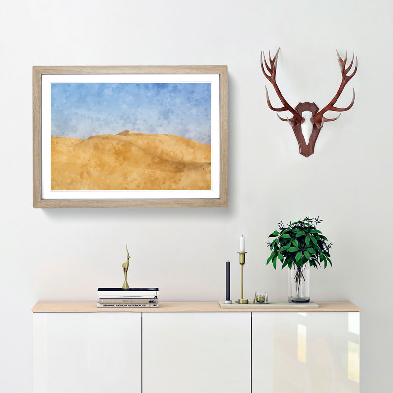 Sand Dunes In Southern California - Single Picture Frame Painting on MDF, 33cm H x 45cm W x 2cm D, Oak Framed