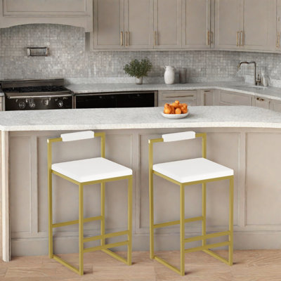 Ensemble de 2 tabourets de bar modernes avec coussins en velours et pieds en métal