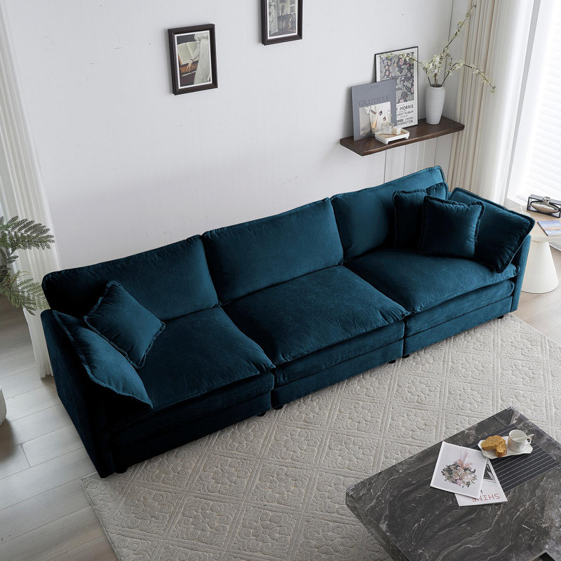 Canapé 3 places Mid-Century, Bleu