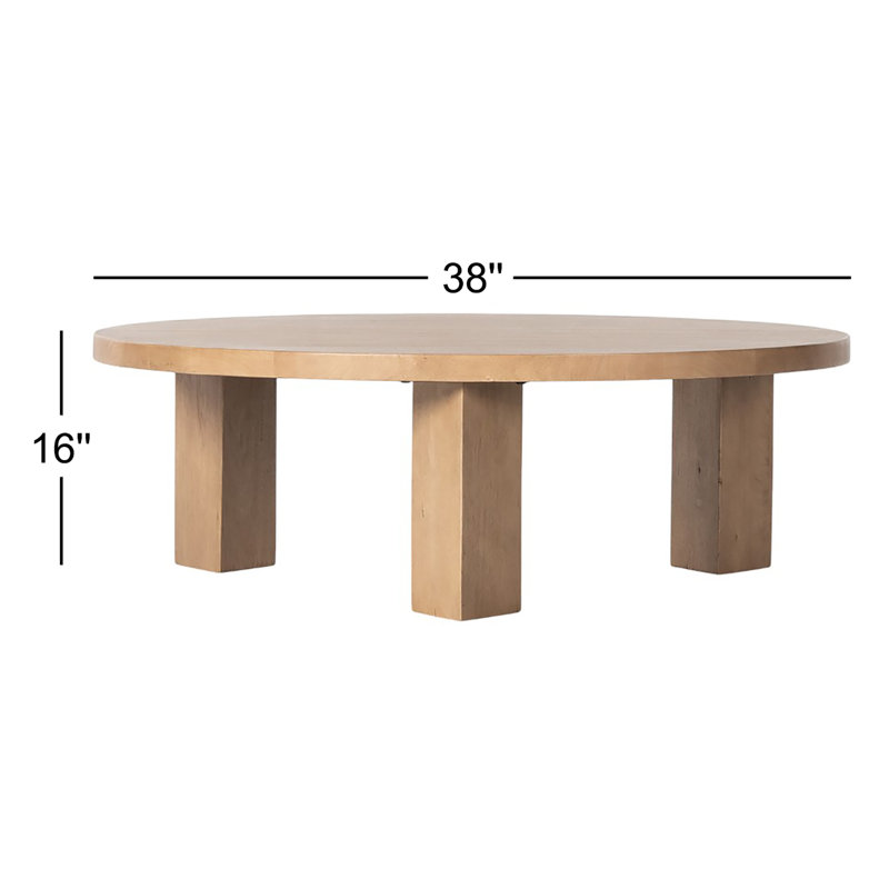 Mesa Solid Wood Coffee Table, 16" H x 38" L x 38" W, Light Brushed