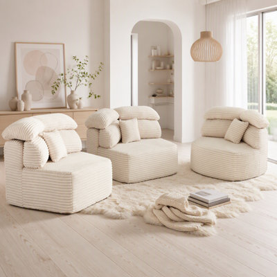 Méridienne modulaire pentagonale avec coussin décoratif