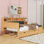 Lit de jour double en bois avec lit gigogne, rangement intégré et ports de charge USB-161085508