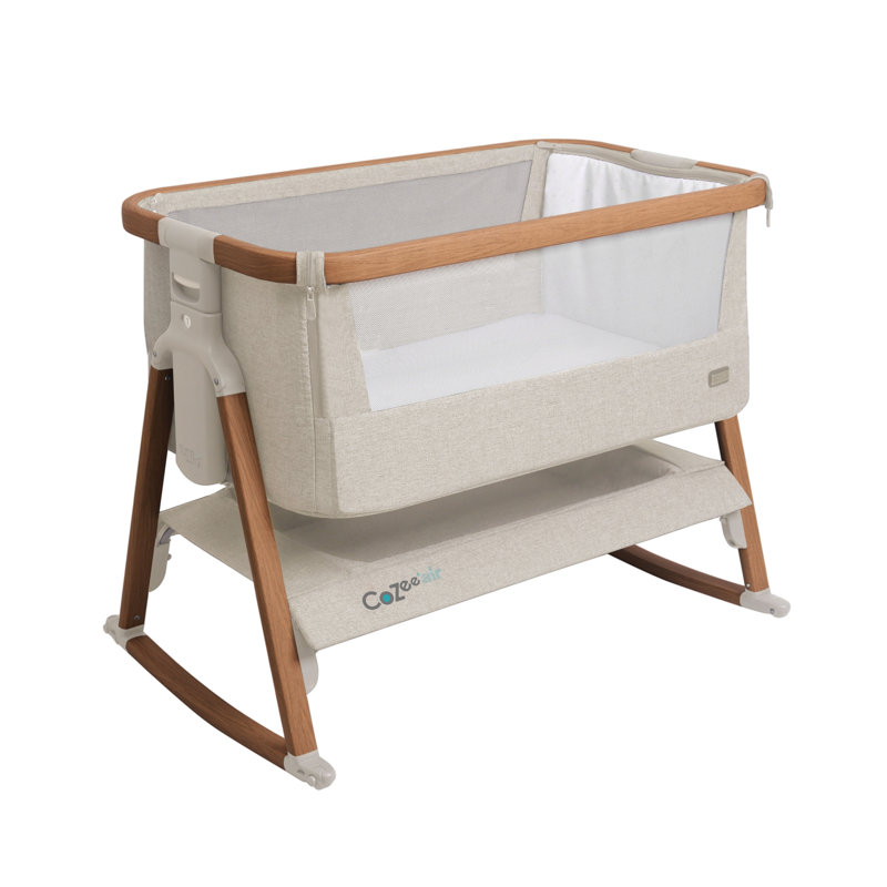 Tutti Bambini Cozee Air Rocking Bedside Crib, Scandinavian Walnut/Ecru