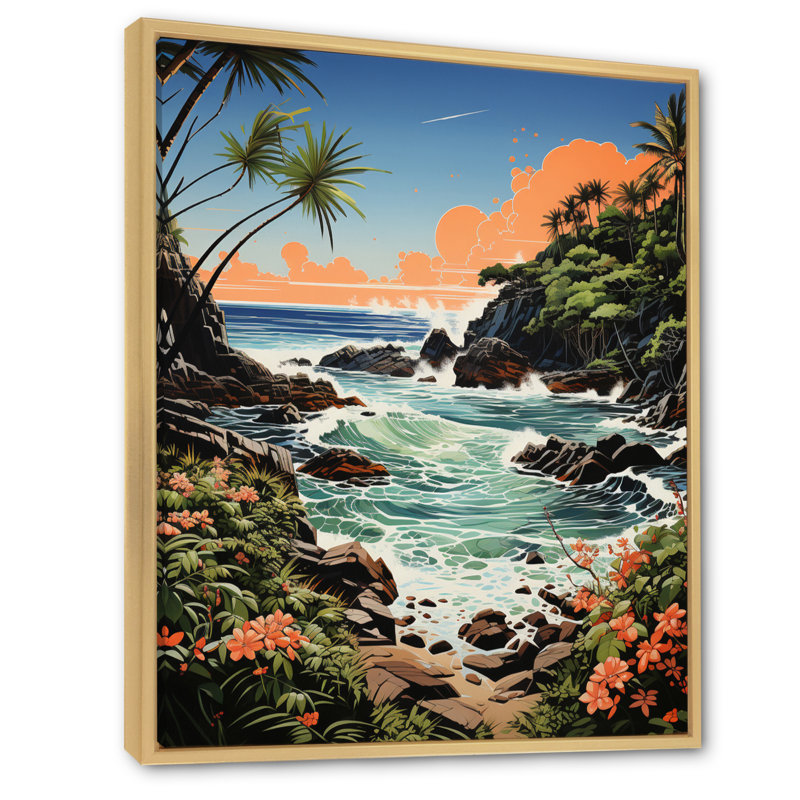 «Bara Coastaltropical Tropical Paradise II», reproduction sur toile, H 32 po x l 24 po x P 1 po, Cadre naturel flottant
