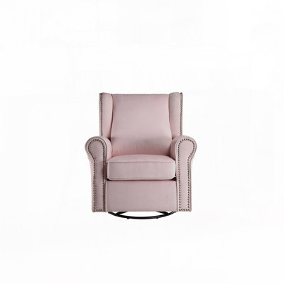 Pink Fabric Glider Chair with Swivel