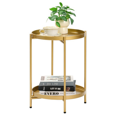 Table de bout ronde à 2 niveaux