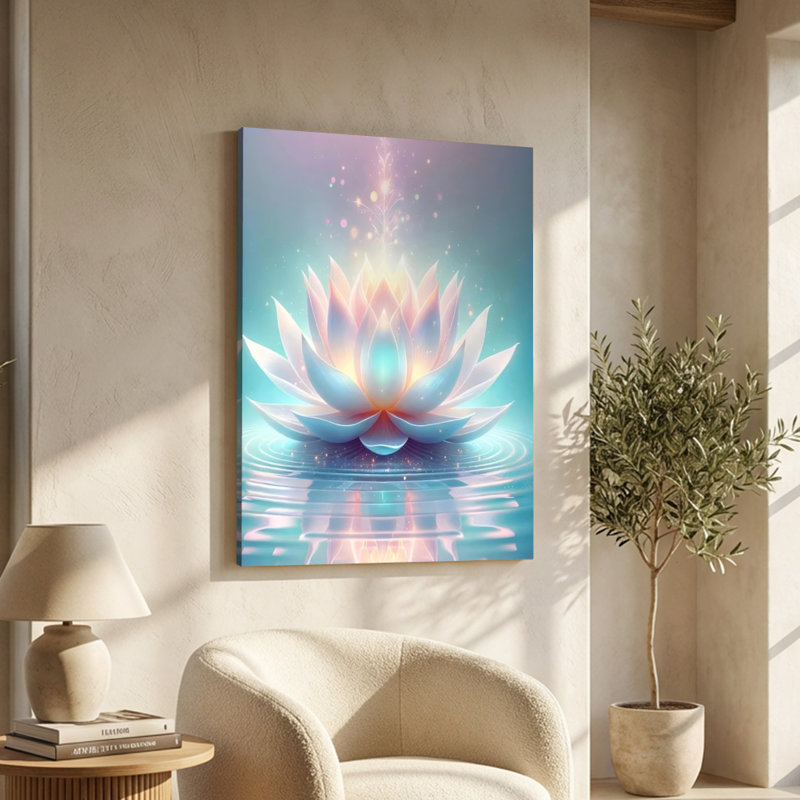 «Ethereal Glowing Lotus Flower Fantasy», impression sur toile tendue