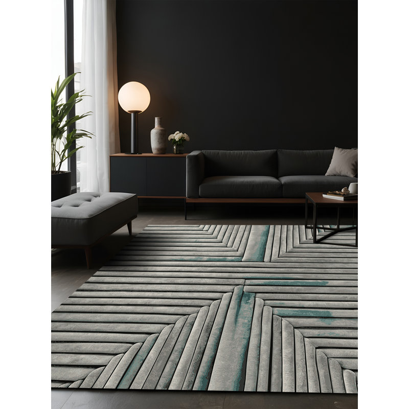 Tapis gris soyeux et moelleux, Carré 6 pi