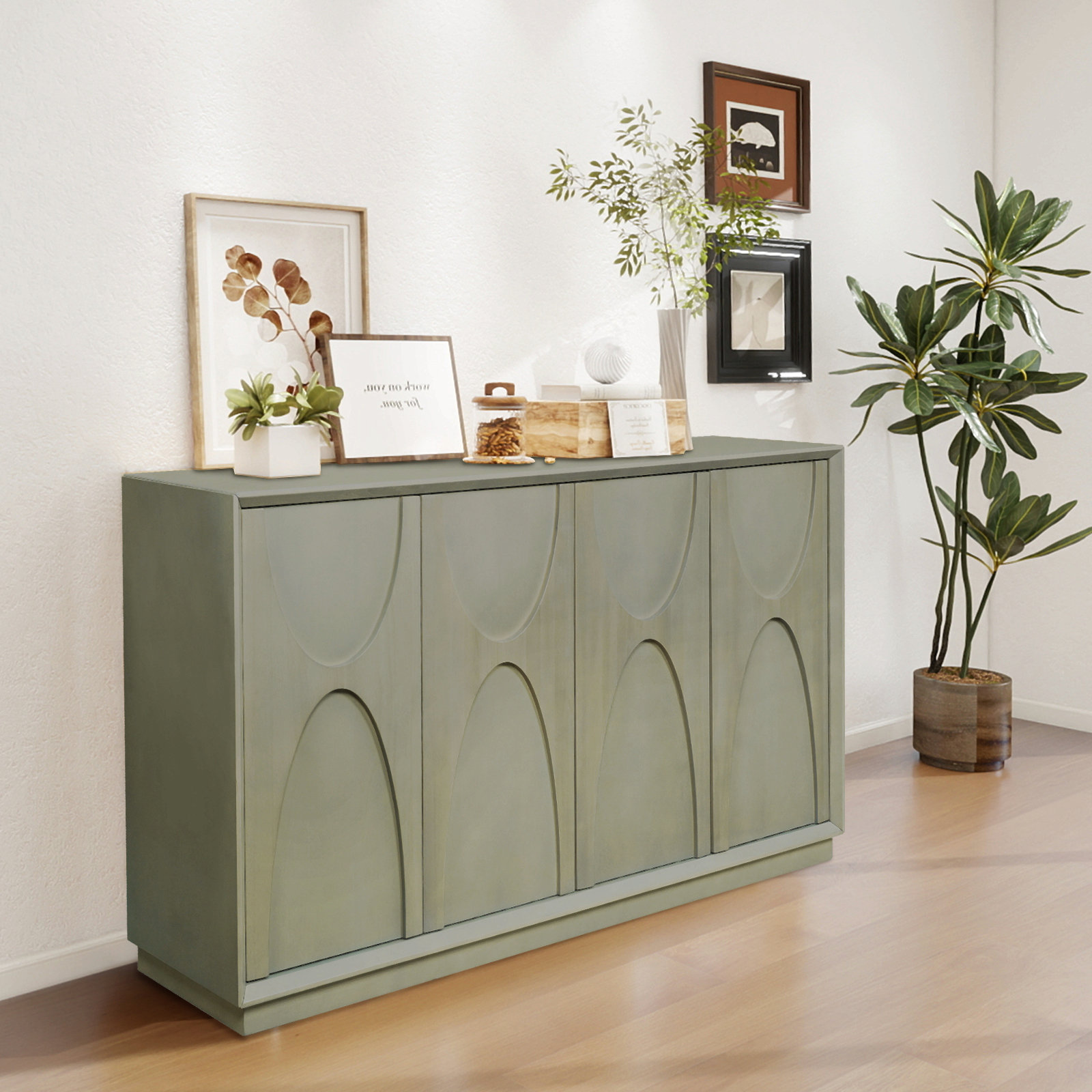 4 Door Accent Cabinet with Adjustable Shelf for Stylish Storage