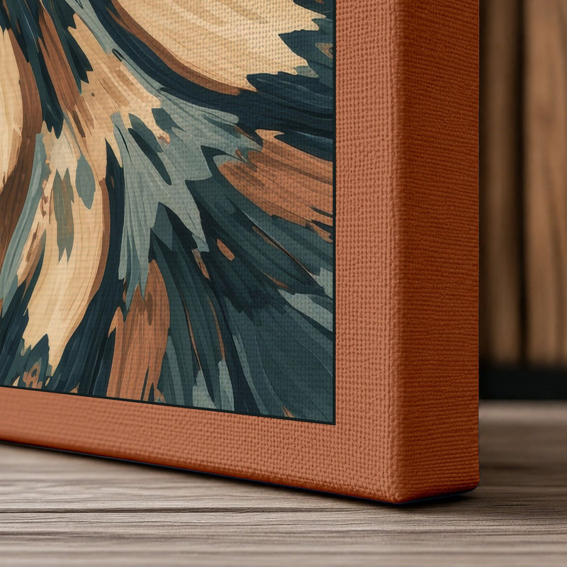 Mandala Symmetry Geometric - Wrapped Canvas, 36x24 - 91.4 x 61.0 cm, Terracotta Border