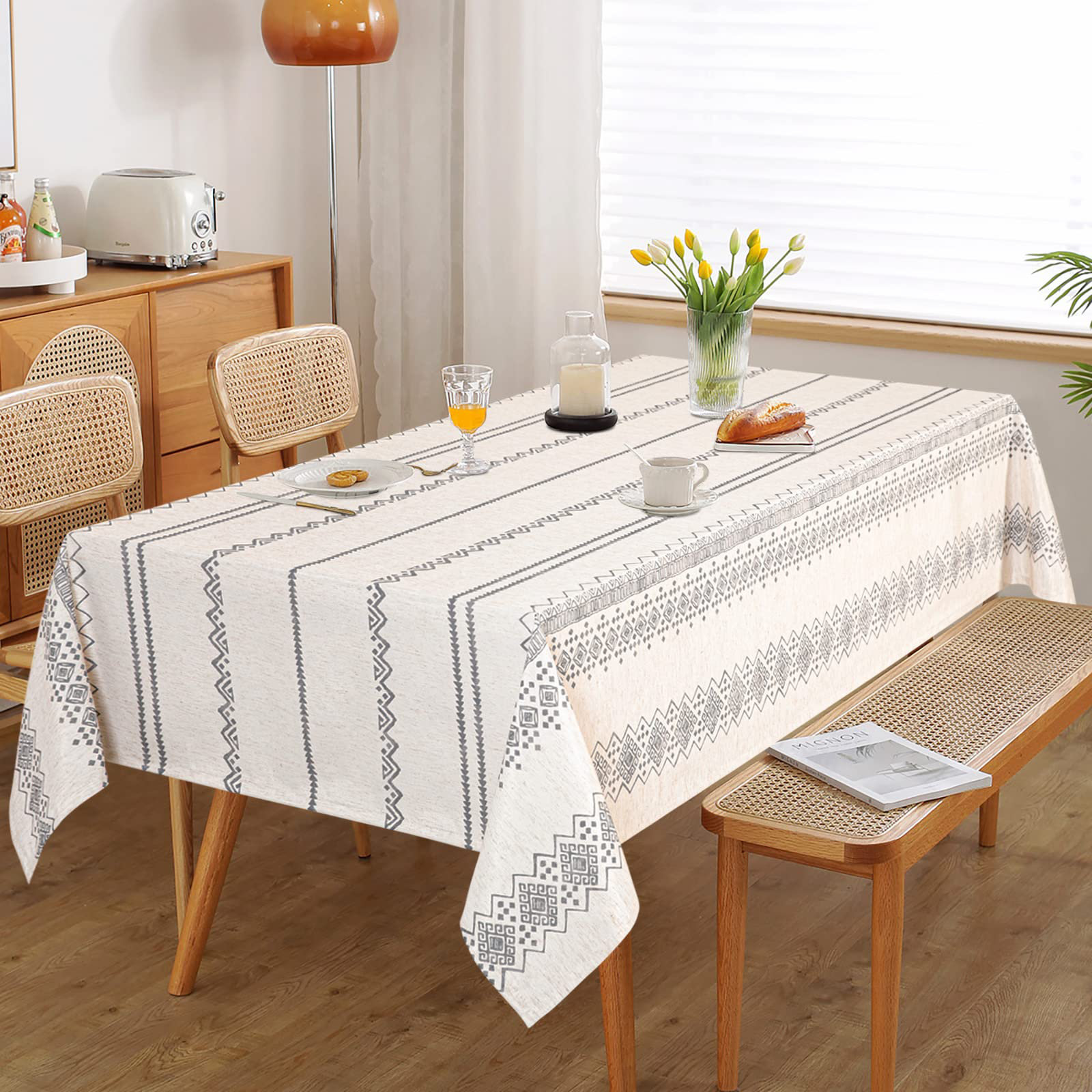 Foundry Select Boho Rectangle Tablecloth 60X84 Inches Linen Fabric
