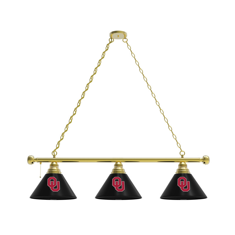 3 - Light Pool Table Lights Pendant, Brass, Oklahoma Sooners