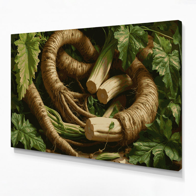 Vegetables Cassava Yuca Brown Canvas Wall Art, 12" H x 18" W