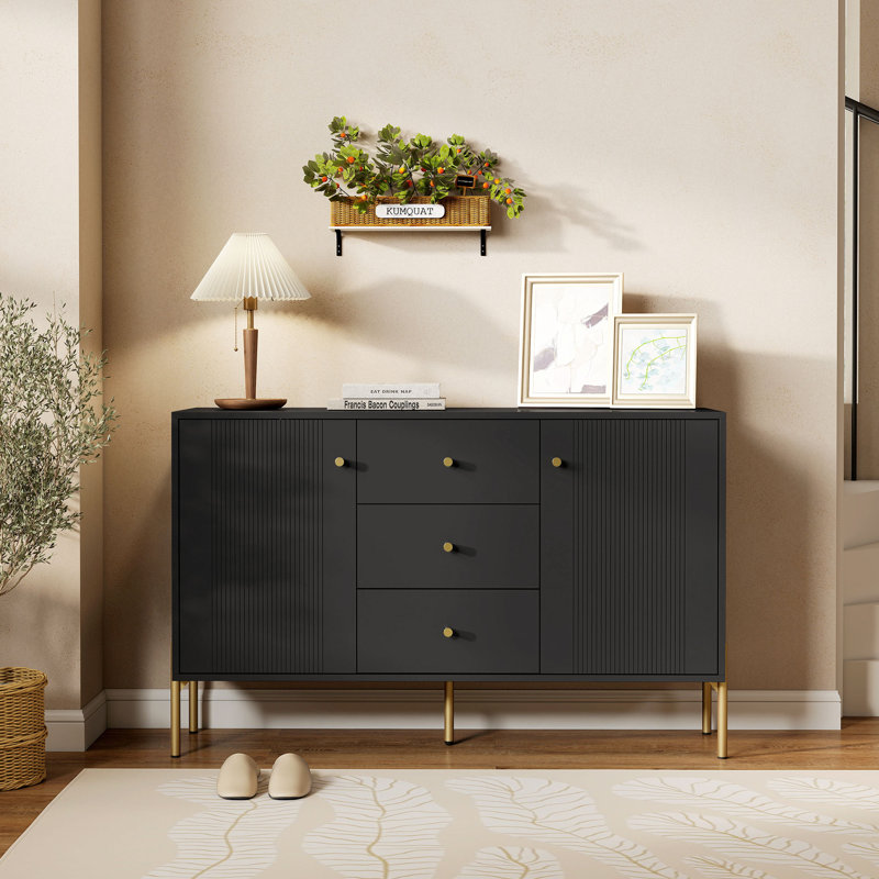 Buffet 47 "avec 3 tiroirs et 2 portes modernes Buffet blanc, White