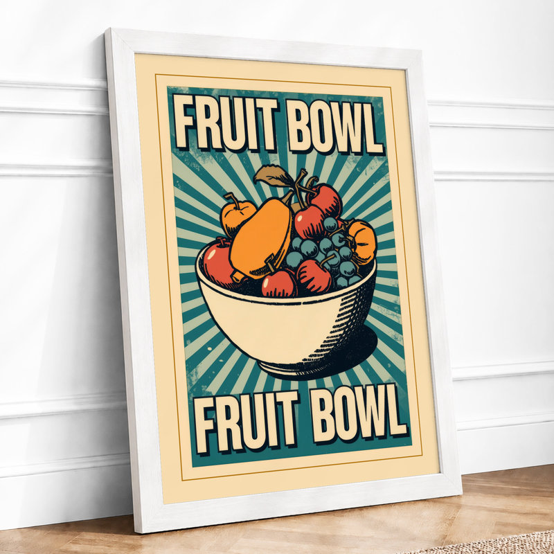 Fruit Bowl Retro - Framed Print, A1 - 84.1 x 59.4 cm, White