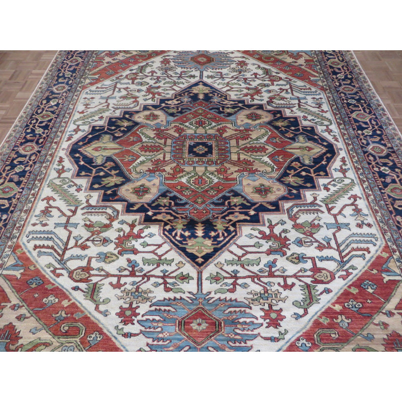 Tapis de zone en laine rectangulaire 8 pi 11 po x 11 pi 11 po one-of-kind-noué la main Durell