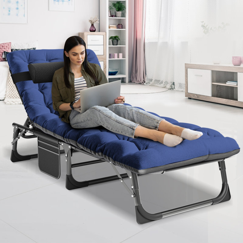 Reinforced and thick folding camping bed, Bleu