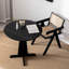 Table de salle à manger ronde noire en bois massif-755512193-755512195