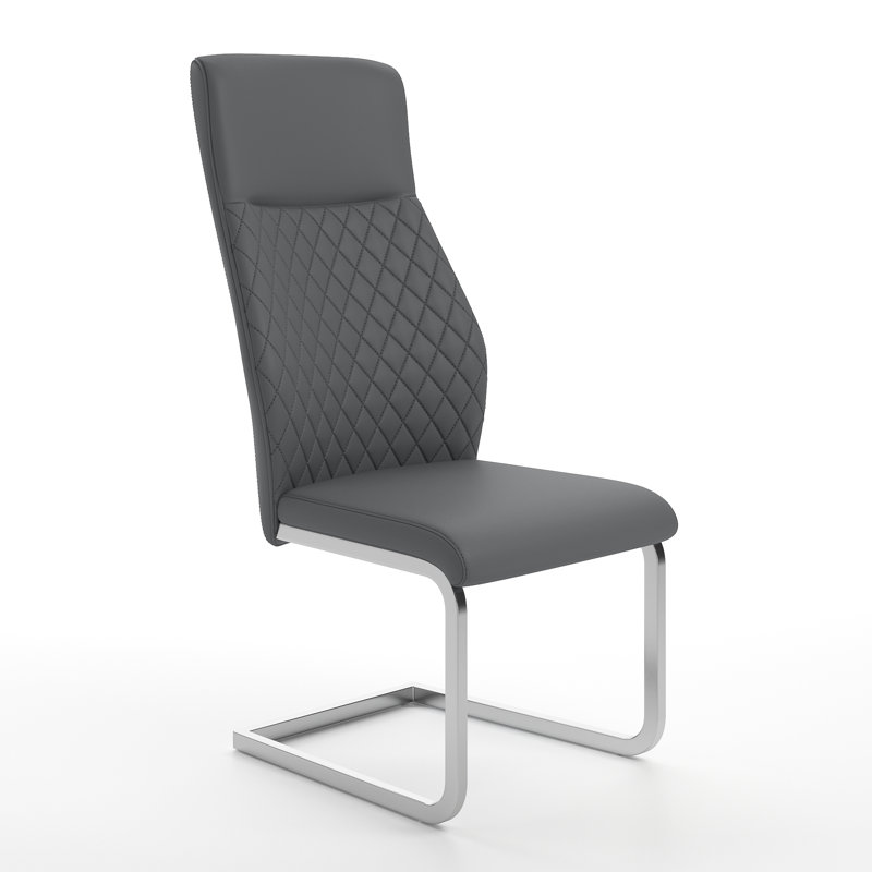 Lynasia Faux Leather Side Chair, White, Chrome