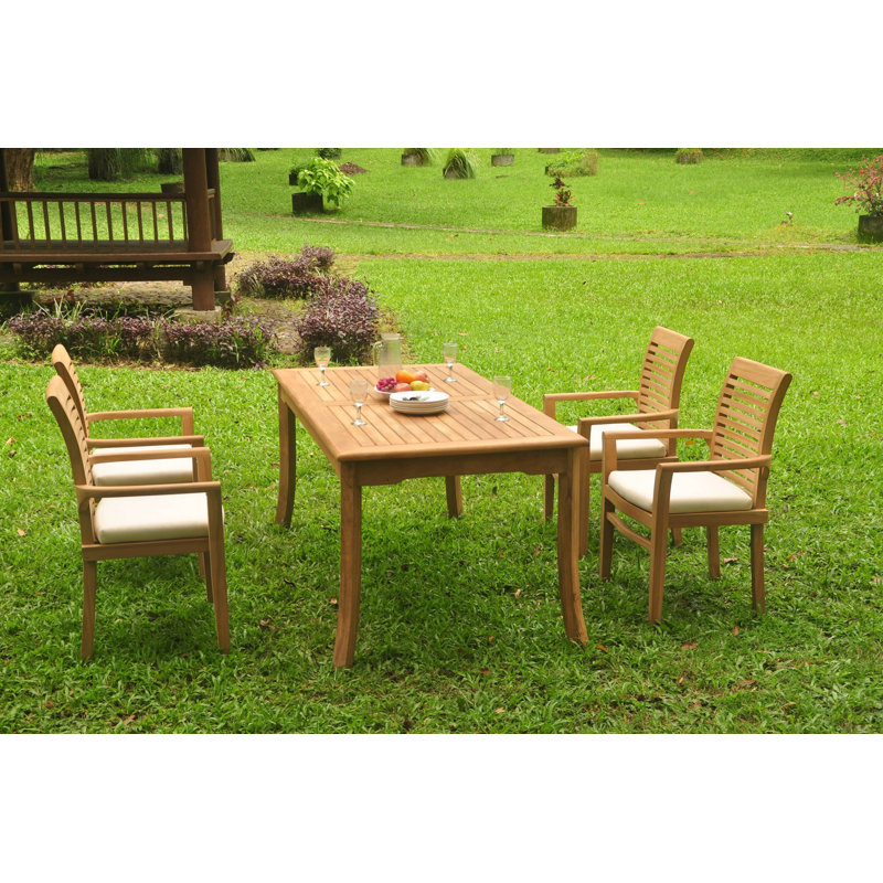 Spears 4 - Person Teak Patio Dining Set with Rectangular Table