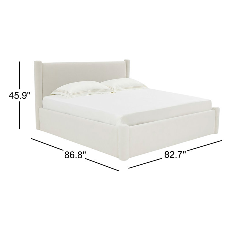 Dart Upholstered Platform Bed, King, White