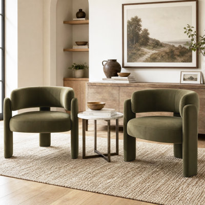 Fauteuil d'appoint rembourré en velours de 33 po de largeur