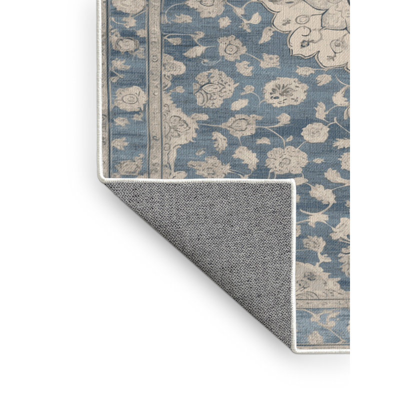 Tapis beige Tabriz lavable à la machine, Carré 7 pi