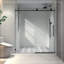 Porte de douche fixe et décalée sans cadre noir mat, grandes poulies en acier inoxydable 304 de 70 mm avec fonction de fermeture en douceur réglable, nettoyage facile, poignée anti-déflagrante
