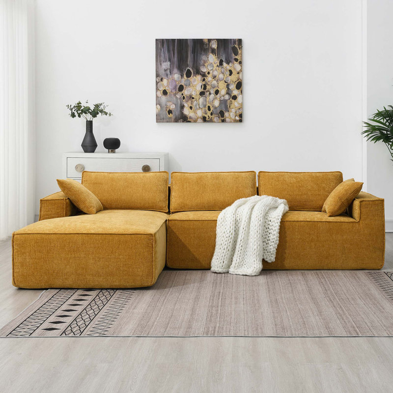 Canapé modulaire Boneless Minimalist, Chenille jaune