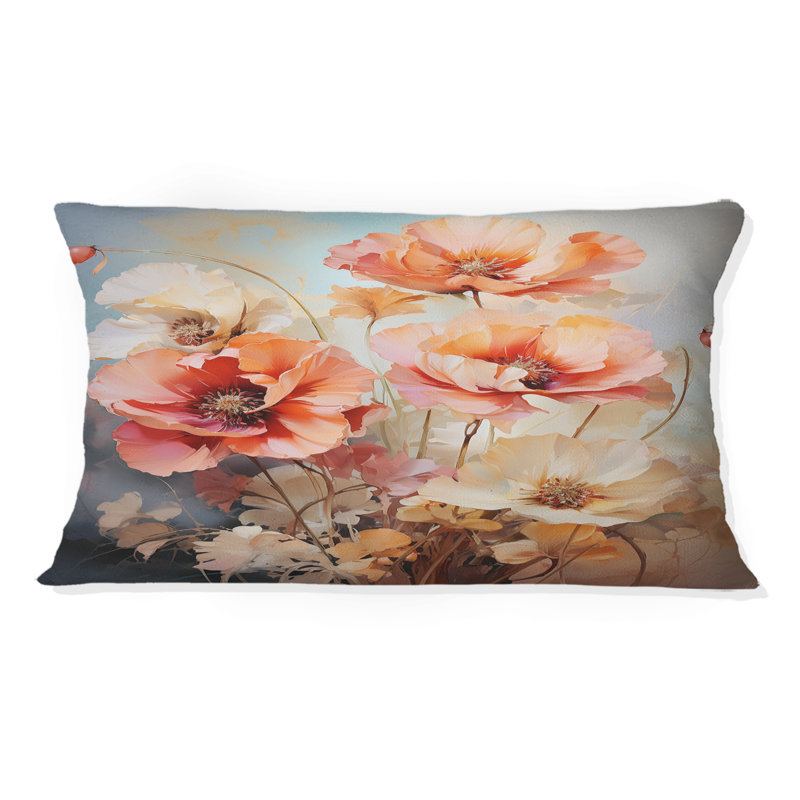 Coral Poppies Romantic Impression III - Coussin décoratif imprimé coquelicots