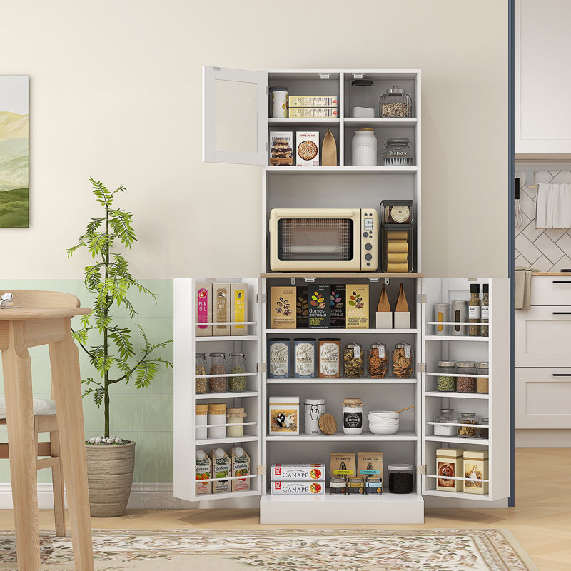 HOMCOM 66.5" Pantry Cabinet With Microwave Stand