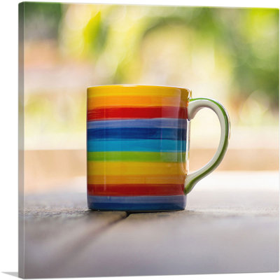 "Horizontal Stripe Colorful Cup Home Decor", reproduction de photo sur toile tendue