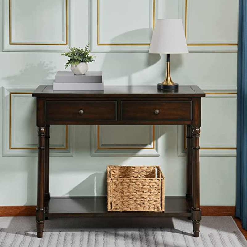 Emaria 35.4" Console Table, Dark Walnut