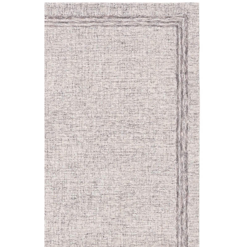 Reggio Ebony Hand Tufted Wool Cotton Rug in Gray/Beige, Rectangle 6' x 9'