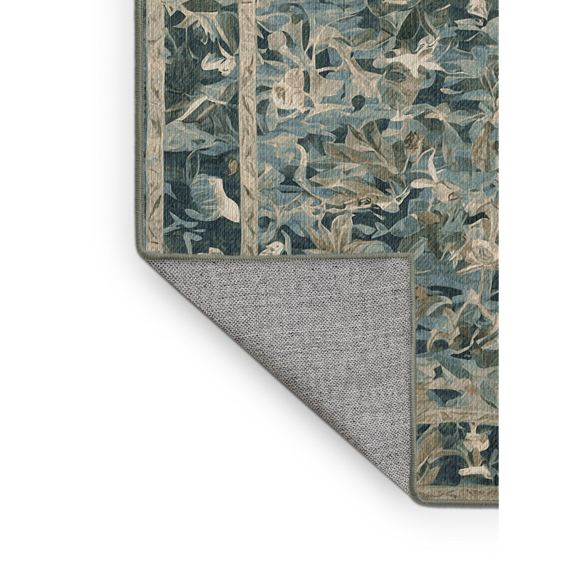 Machine Washable Green Area Rug, Square 4'