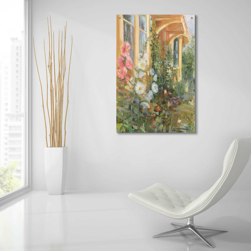 «Summer Hollyhocks» par Carol Rowan, H 36 po x l 24 po x P 0,2 po