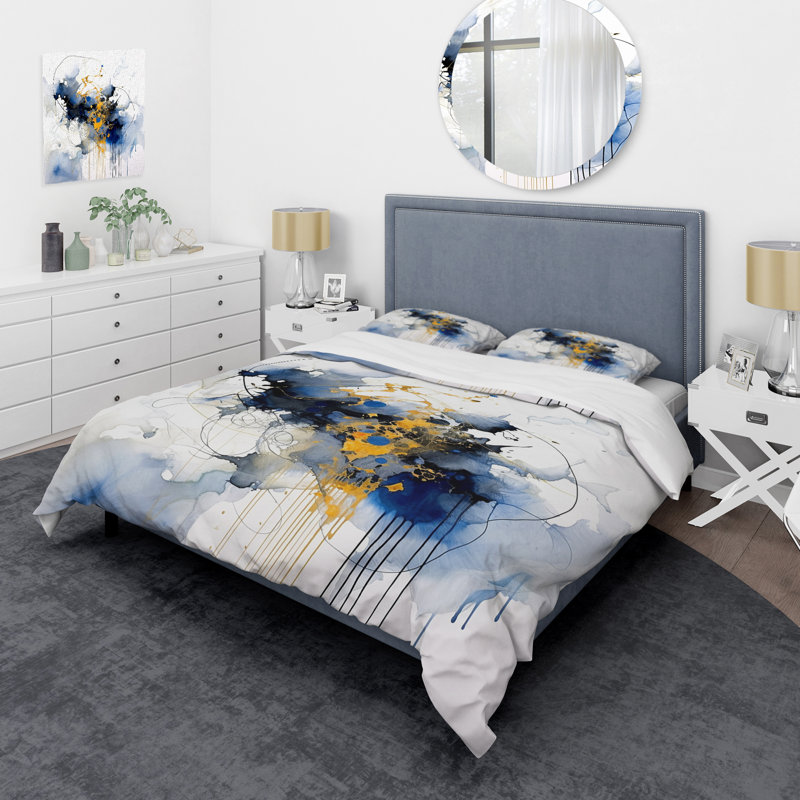 Ensemble de housse de couette en microfibre / polyester foncé foncé et doré