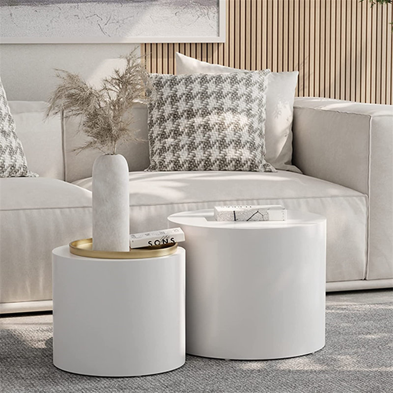 2 tables gigognes avec rangement Kingzton, Blanc