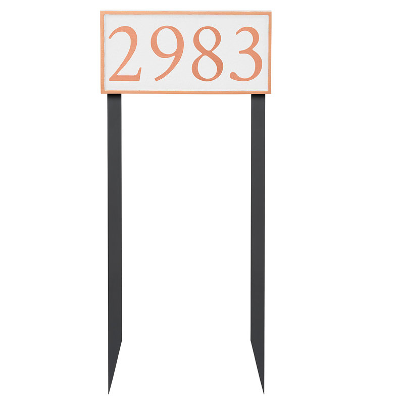 Plaque d'adresse pour pelouse sur 1 ligne, Cuivre, Blanc