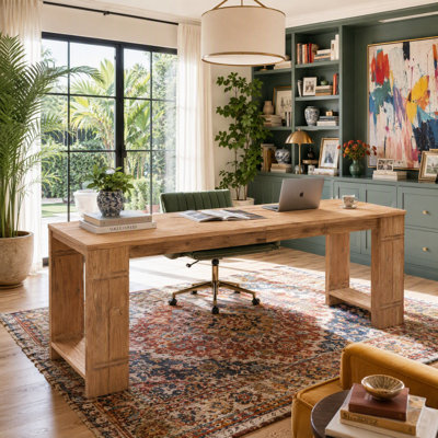 78.7 Inch Extra Long Solid Wood Executive Desk, Double Computer Desk
